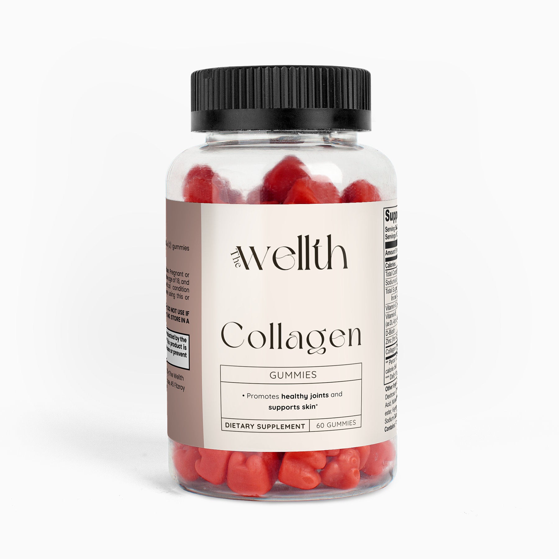 Premium bottle of collagen gummies for skin, hair growth, and nail health, with hydrolyzed collagen peptides, vitamin C, and biotin. Ideal anti-aging supplement for youthful skin, strong nails, and shiny hair. Top-rated collagen supplement in delicious gummy form. Buy collagen gummies online for beauty and wellness